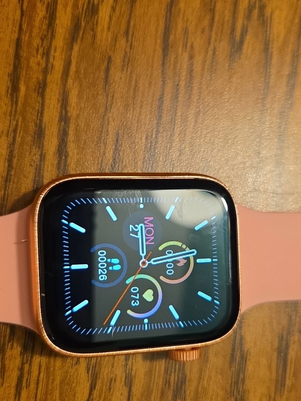 Pink Silicone Smartwatch with Rose Gold Case